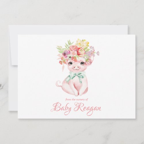 Nursery Little Piggy Monogram Baby Shower Thank You Card
