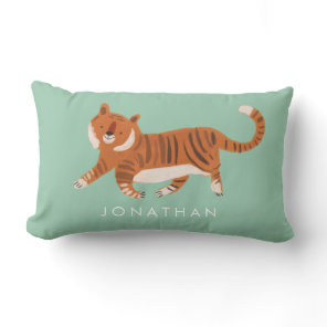 Nursery Little Tiger Watercolor Custom Baby Room Lumbar Pillow