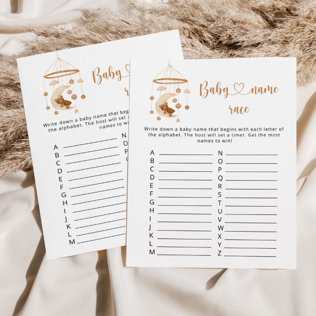 Nursery mobile Baby name race baby shower game (Creator Uploaded)