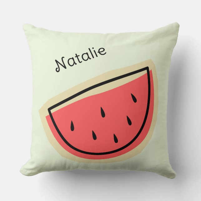 Nursery monogram l Pretty watermelon l Green Throw Pillow (Front)