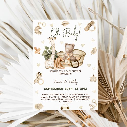 Nursery Neutral Bohemian Minimalist Baby Shower Invitation