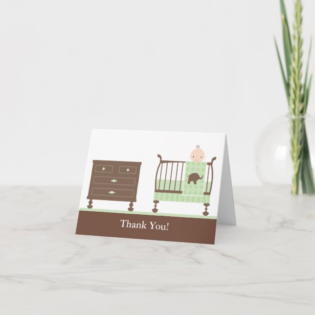 Nursery (Neutral) Letterpress Thank You Card (Front)