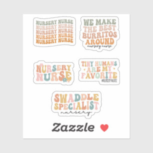 Nursery Nurse, Newborn Nurse, Groovy Nursery Nurse Sticker