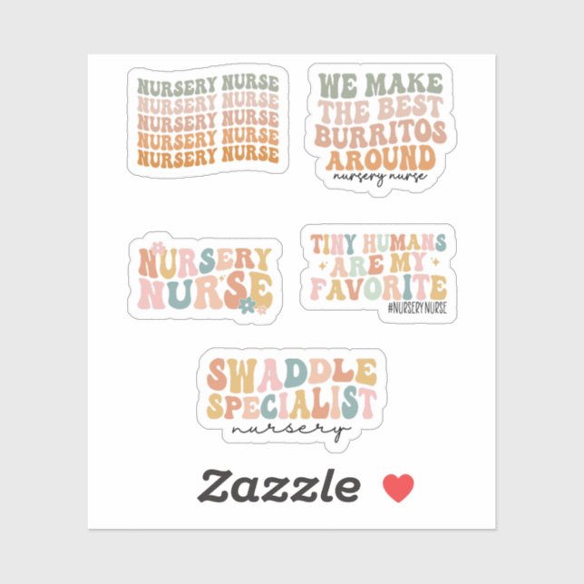 Nursery Nurse, Newborn Nurse, Groovy Nursery Nurse Sticker (Sheet)