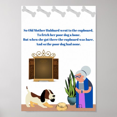nursery old mother hubbard  poster