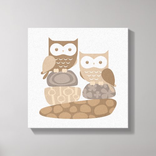 Nursery Owl Modern Neutral Canvas Art
