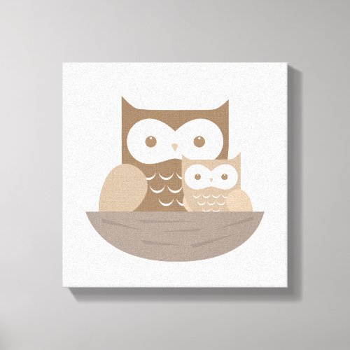 Nursery Owl Modern Neutral Canvas Art