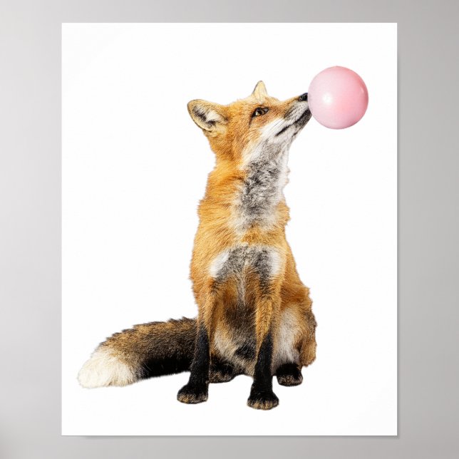Nursery Photo Fox Blowing Bubble Cute Animal Child Poster (Front)