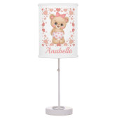 Nursery Pink Baby Girl Teddy Bear  Table Lamp (Front)