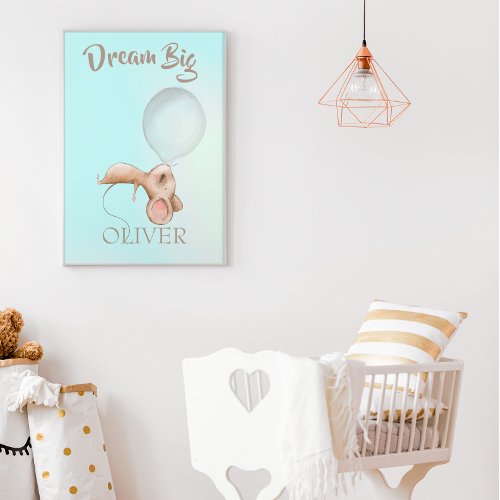 Nursery Quote Bubblegum Cute Mouse Blue Poster