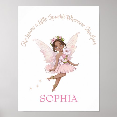 Nursery Quote Cute Fairy Pink Dark Hair   Poster