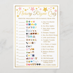 Nursery Rhyme Baby Emoji Game Pink Gold Star Invitation