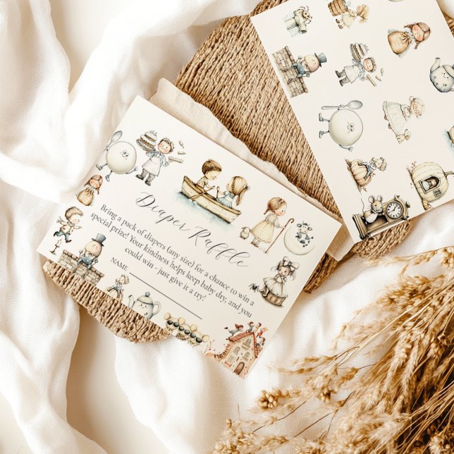 Nursery Rhyme Baby Shower diaper raffle Enclosure Card (Creator Uploaded)