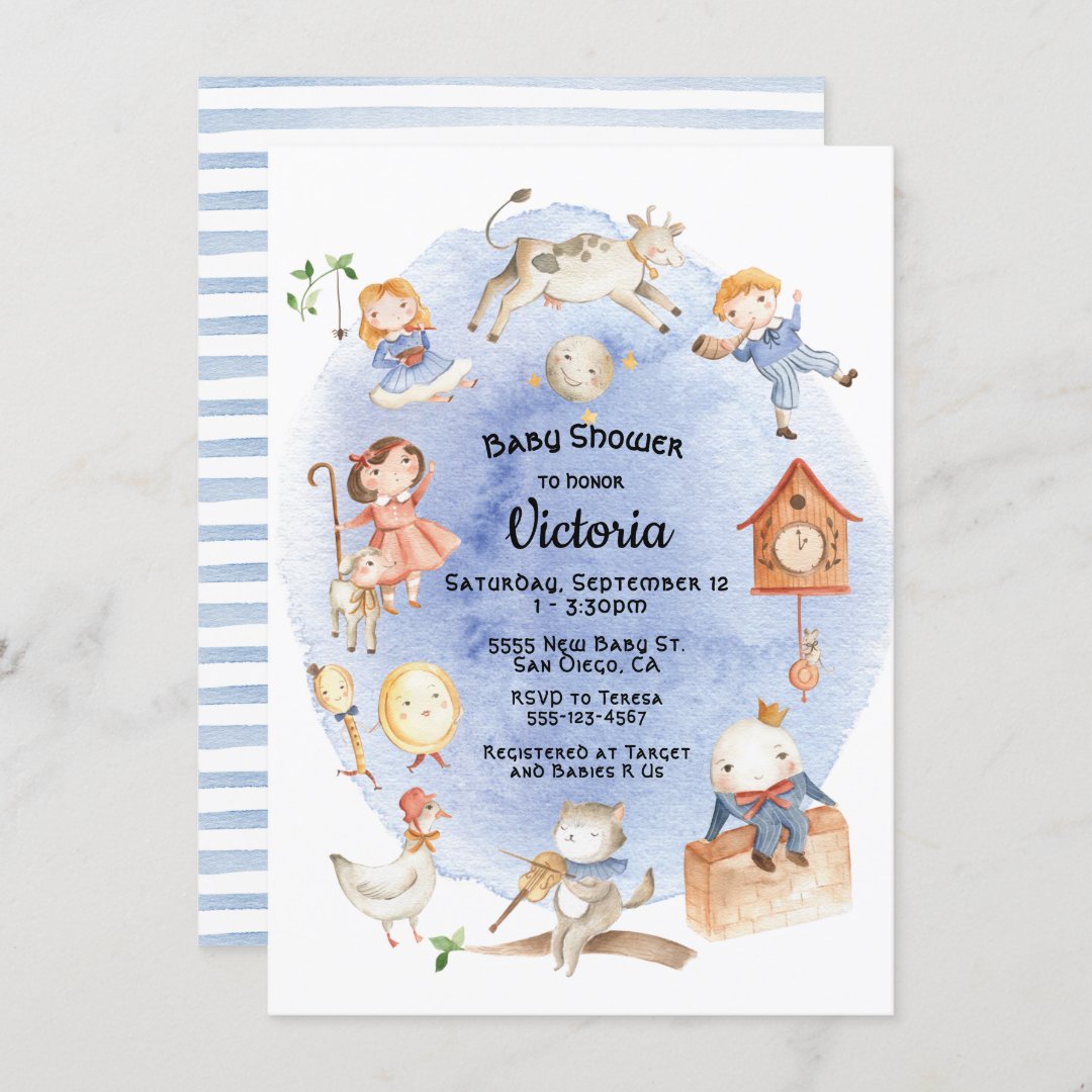 Nursery rhyme baby shower invitations zazzle