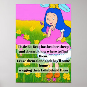 nursery rhyme cartoon fun little bo-peep has lost poster