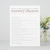 Nursery Rhyme Game Star Baby Shower Game Card (Standing Front)