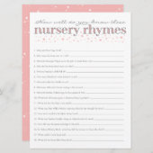 Nursery Rhyme Game Star Baby Shower Game Card (Front/Back)