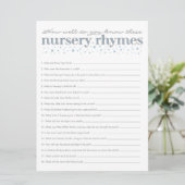 Nursery Rhyme Game Star Baby Shower Game Card (Standing Front)