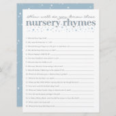 Nursery Rhyme Game Star Baby Shower Game Card (Front/Back)