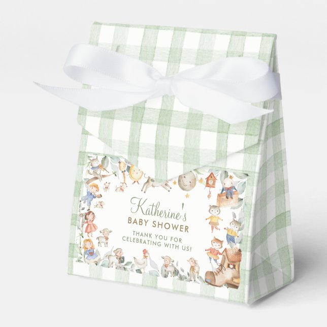 Nursery Rhyme Greenery Baby Shower 1st Birthday Favor Boxes (Front Side)