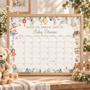 Nursery Rhyme Guess Baby Arrival Date Shower Game Poster