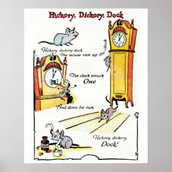 Nursery Rhyme "Hickory Dickory Dock" poster | Zazzle