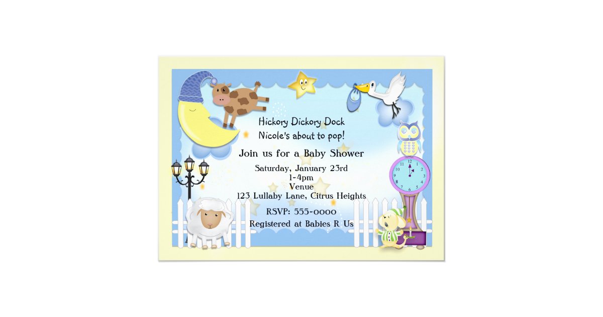 Nursery Rhyme Lullaby Baby Shower Invitations Zazzle Com