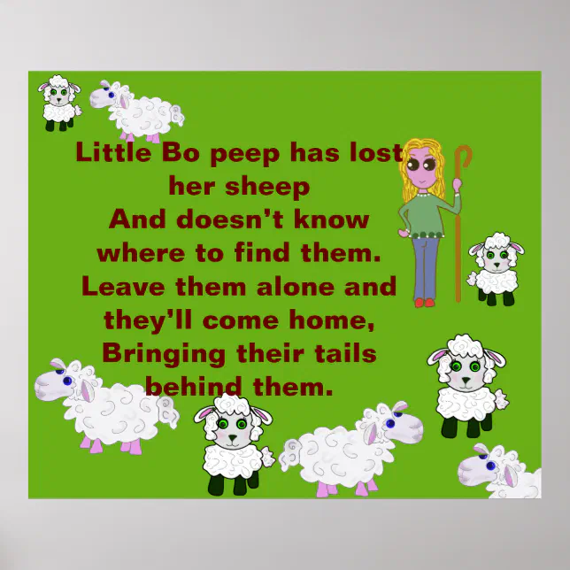 nursery rhyme modern little bo-peep bright colors poster | Zazzle