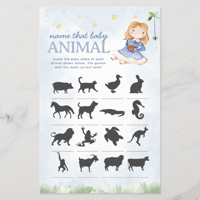 Nursery Rhyme Name that Animal Baby Shower Game Flyer (Front)