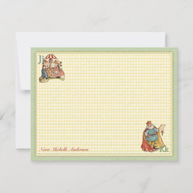 Nursery Rhyme Personalized Flat Note Cards (Front)