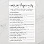 Nursery Rhyme Quiz Baby Shower game with Answers