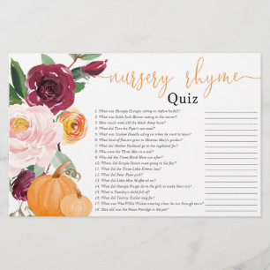 Nursery rhyme quiz fall floral pumpkin baby shower