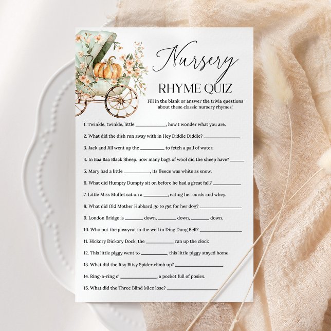 Nursery Rhyme Quiz Fall Pumpkin Baby Shower Game (Creator Uploaded)