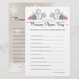 Nursery Rhyme Quiz Snowman Baby Shower