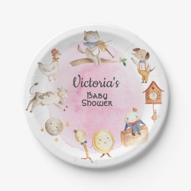 Nursery Rhyme Storybook baby shower Paper Plates (Front)