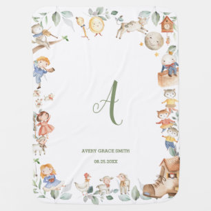 Nursery Rhyme Storybook Greenery Gender Neutral Baby Blanket