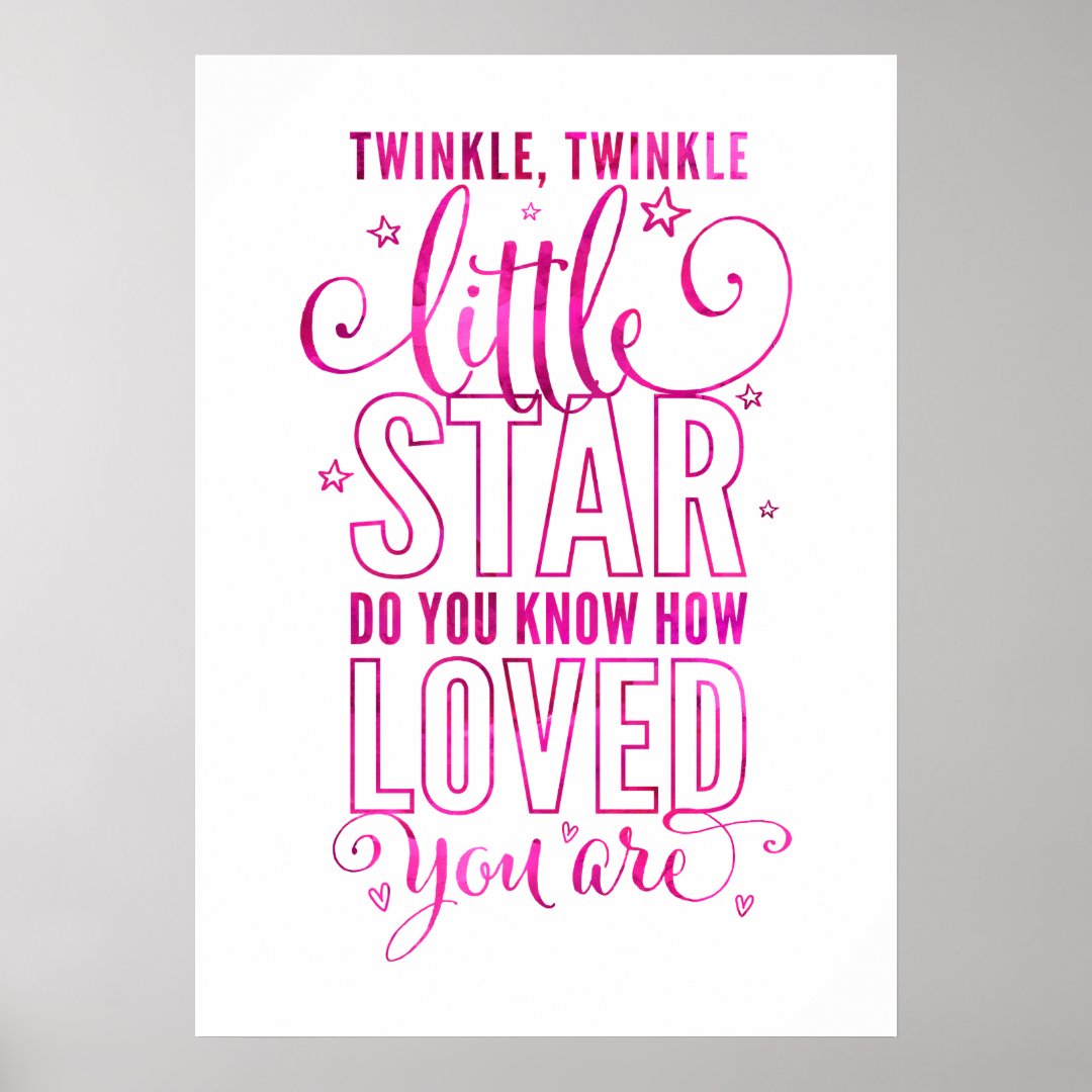 NURSERY RHYME twinkle, twinkle little star pink Poster | Zazzle