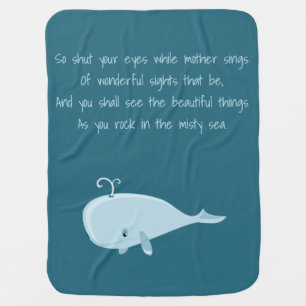 Nursery Rhyme Whale Baby Blanket Pretty Blue