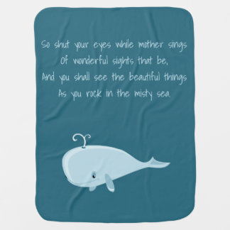 Nursery Rhyme Whale Baby Blanket Pretty Blue