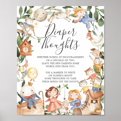 Nursery Rhymes Baby Shower Diaper Thoughts Sign