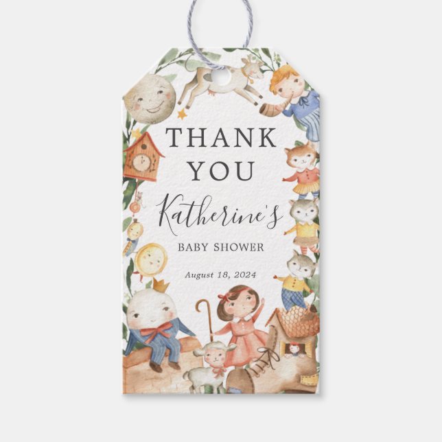 Nursery Rhymes Baby Shower Favor Tag (Front)