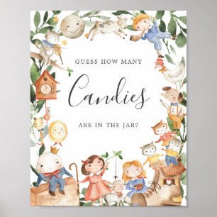 Nursery Rhymes Baby Shower Guess How Many Candies Poster