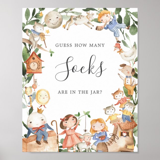 Nursery Rhymes Baby Shower Guess How Many Socks Poster (Front)