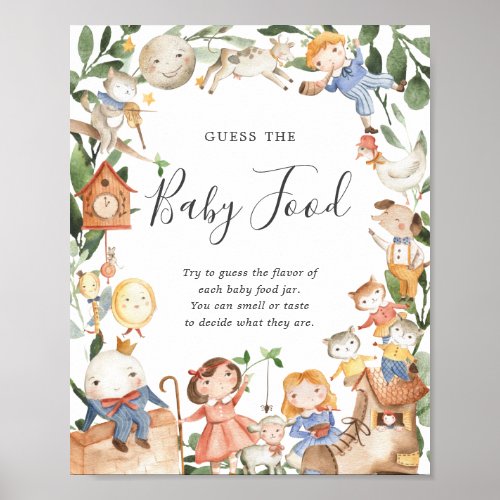 Nursery Rhymes Baby Shower Guess The Baby Food Poster