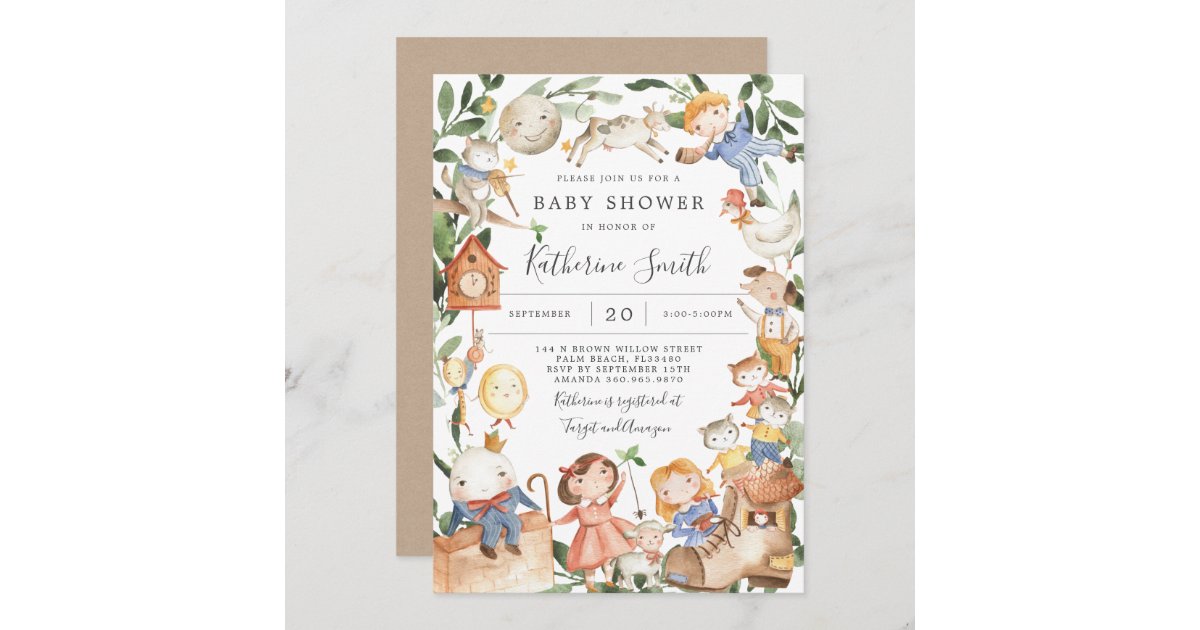 Nursery Rhymes Baby Shower Invitation | Zazzle