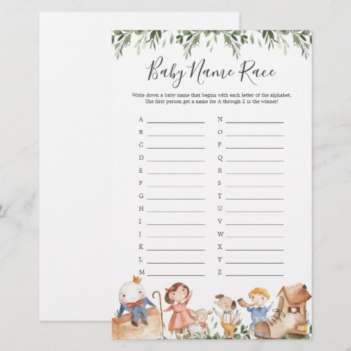Nursery Rhymes Baby Shower Name Race Game Zazzle
