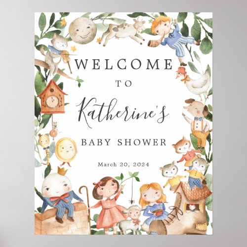 Nursery Rhymes Baby Shower Welcome Sign