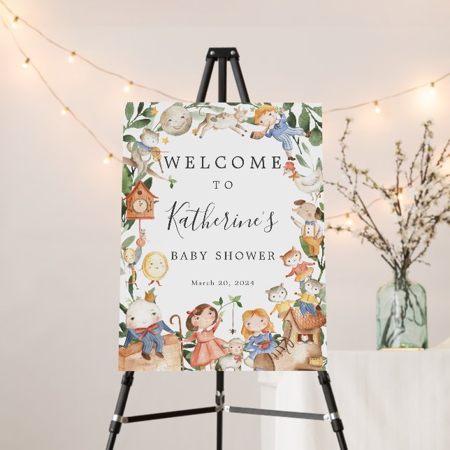 Nursery Rhymes Baby Shower Welcome Sign Foam Board (In Situ (Stand))