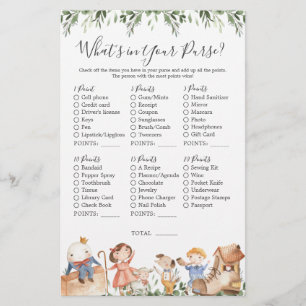 Nursery Rhymes Baby Shower What's in Your Purse