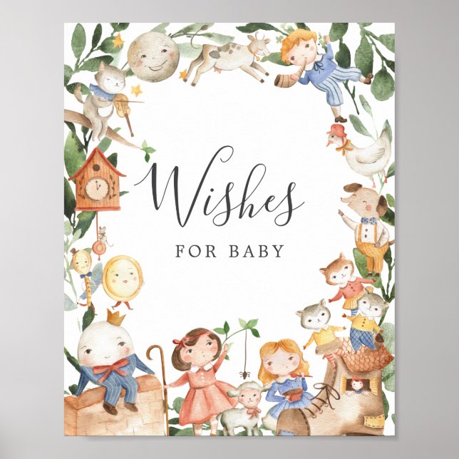Nursery Rhymes Baby Shower Wishes For Baby Sign (Front)